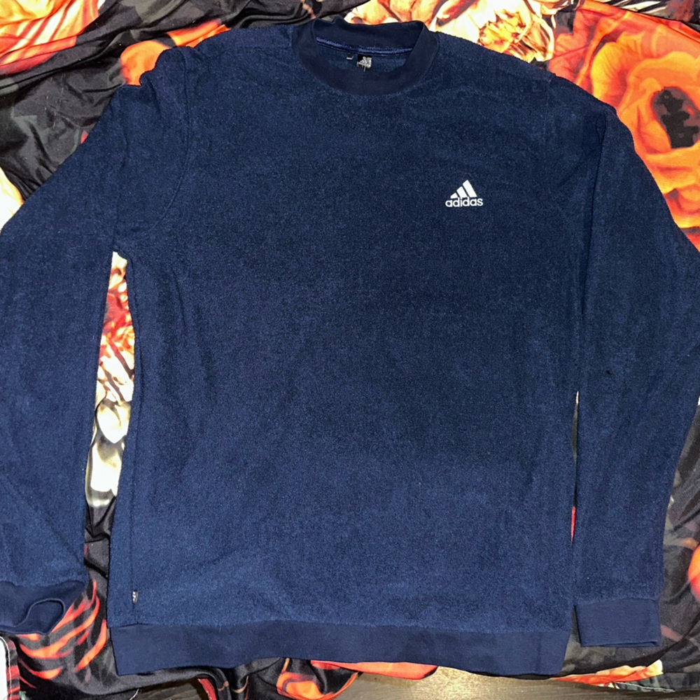 Adidas women’s Blue Crewneck terry cloth Sweater